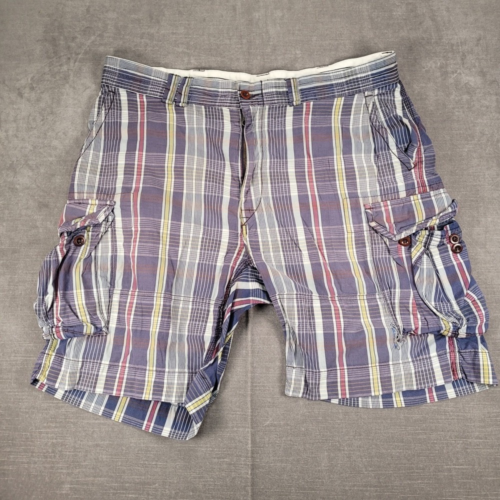 Polo Ralph Lauren Vintage Y2K Plaid Cargo Shorts Blue Mens Size 40